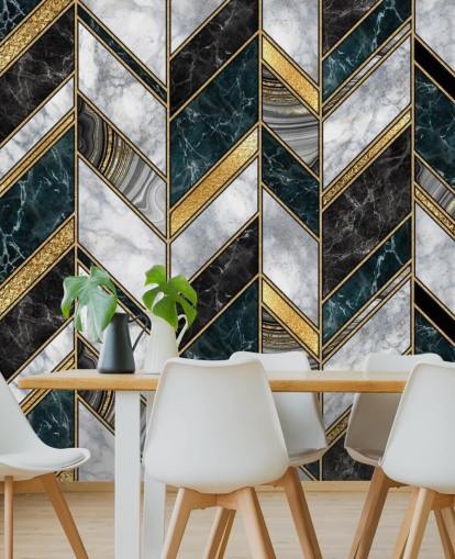 grey and gold zig zag art deco wallpaper 