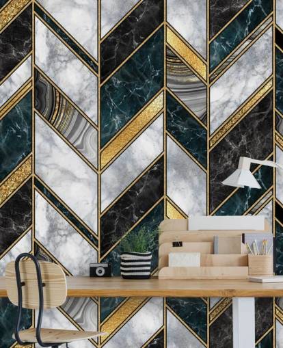 grey and gold zig zag art deco wallpaper 