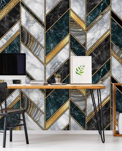 grå og guld zig zag art deco tapet grå og guld zig zag art deco tapet