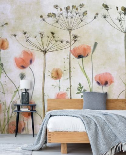 Wandbild mit wachsenden Mohnblumen Wandbild mit wachsenden Mohnblumen