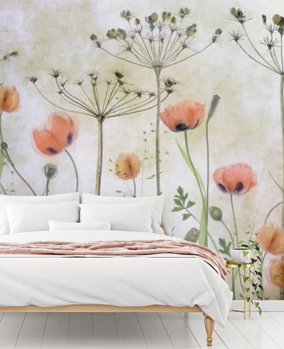 papier peint en train de faire pousser des coquelicots