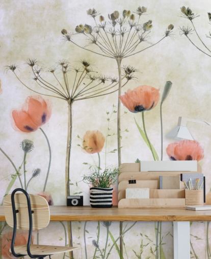 papier peint en train de faire pousser des coquelicots