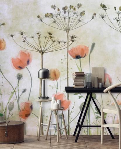 growing poppies wall mural growing poppies wall mural