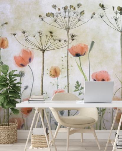 Wandbild mit wachsenden Mohnblumen