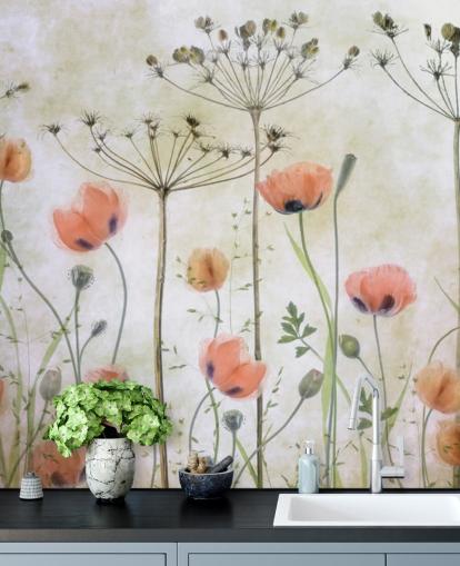 growing poppies wall mural