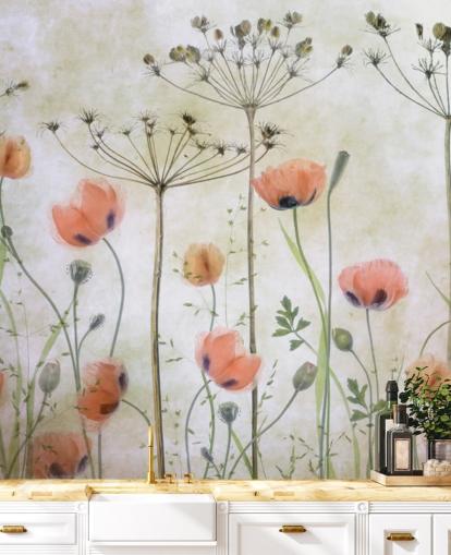 papier peint en train de faire pousser des coquelicots