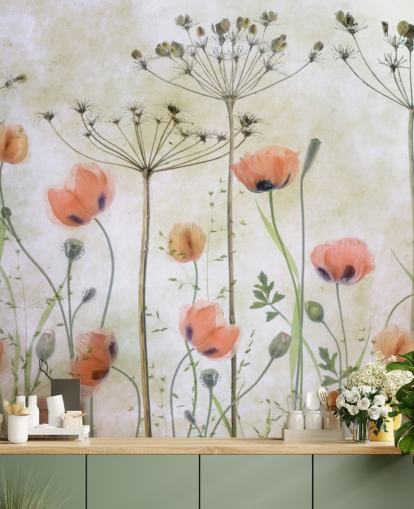 growing poppies wall mural