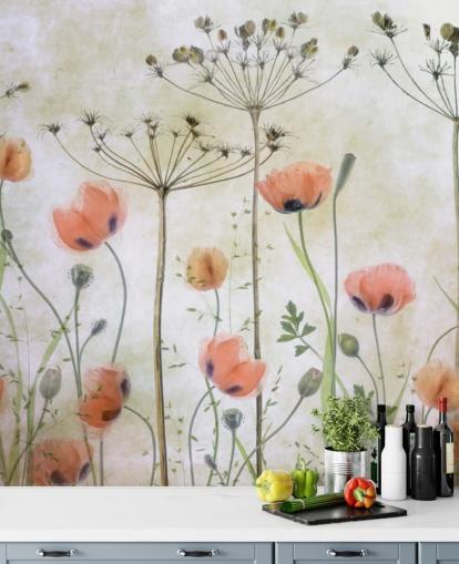 growing poppies wall mural growing poppies wall mural