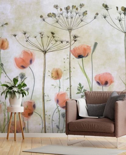 papier peint en train de faire pousser des coquelicots