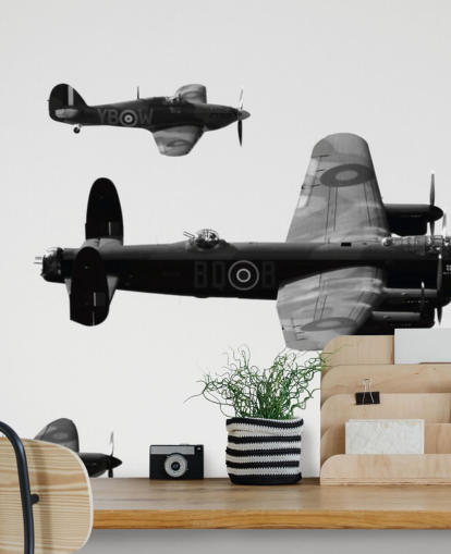 zwart-wit vliegtuigbehang