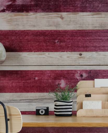 red, white and blue baseball wallpaper called America's Pastime for bedrooms and games rooms