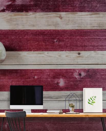 rood, wit en blauw honkbalbehang genaamd America's Pastime voor slaapkamers en speelkamers