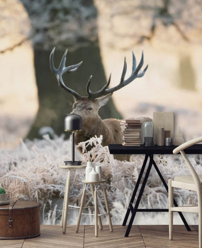 cerf en hiver fond d'écran