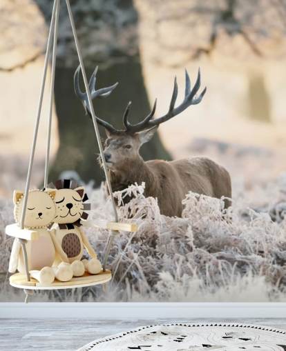 stag in winter setting wallpaper stag in winter setting wallpaper