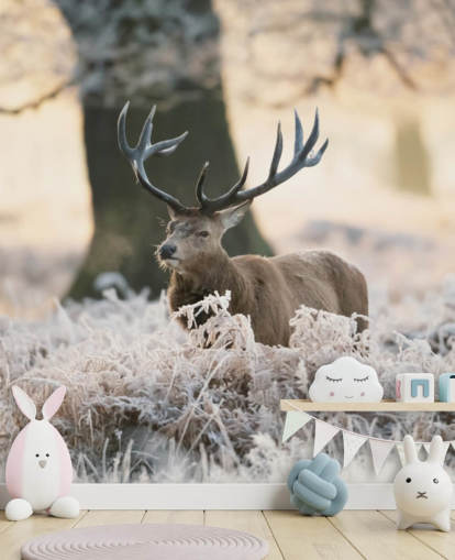 stag in winter setting wallpaper stag in winter setting wallpaper