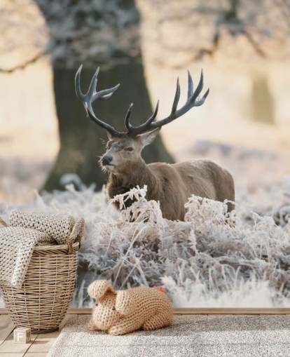 stag in winter setting wallpaper stag in winter setting wallpaper