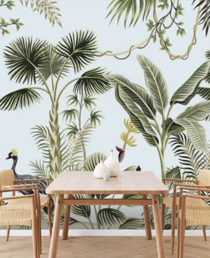 palm trees and exotic birds wallpaper palm trees and exotic birds wallpaper