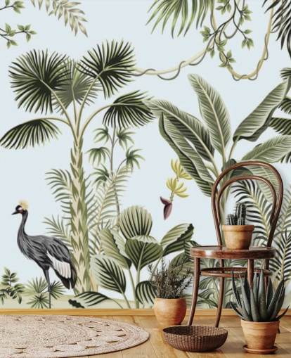 palm trees and exotic birds wallpaper palm trees and exotic birds wallpaper