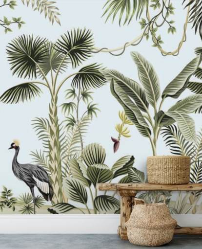 palm trees and exotic birds wallpaper palm trees and exotic birds wallpaper