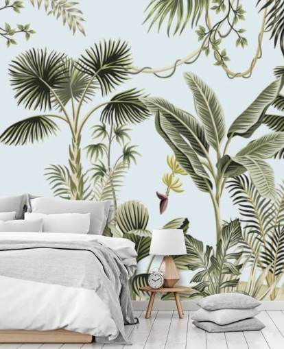 palm trees and exotic birds wallpaper palm trees and exotic birds wallpaper