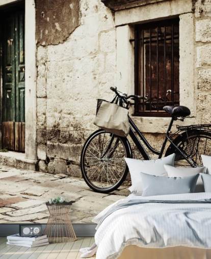 Bicycle Leaning on Wall Wallpaper