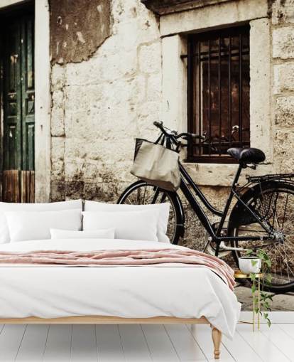 Bicycle Leaning on Wall Wallpaper