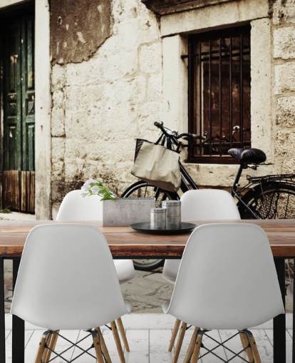 Bicycle Leaning on Wall Wallpaper