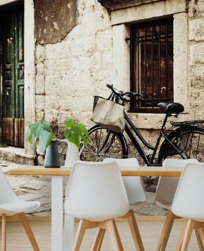 Papel pintado Bicicleta apoyada en la pared