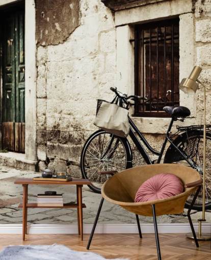 Bicicleta apoiada no papel de parede Bicicleta apoiada no papel de parede