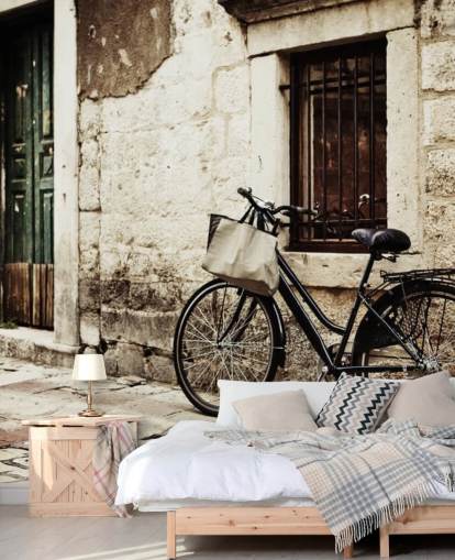 Bicycle Leaning on Wall Wallpaper