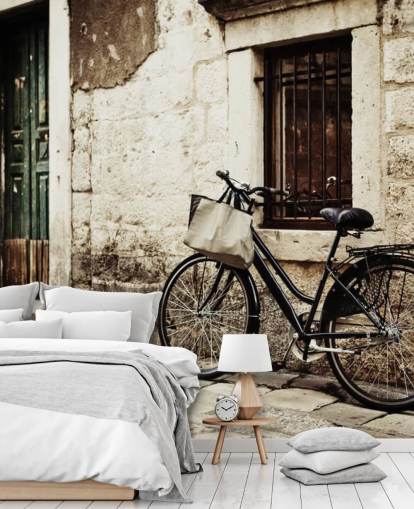 Bicycle Leaning on Wall Wallpaper
