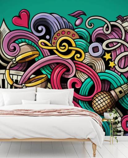 colourful instrument graffiti wallpaper