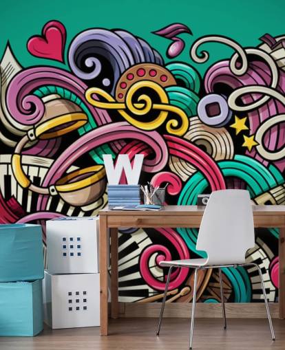 bunte Instrumente Graffiti-Tapete bunte Instrumente Graffiti-Tapete