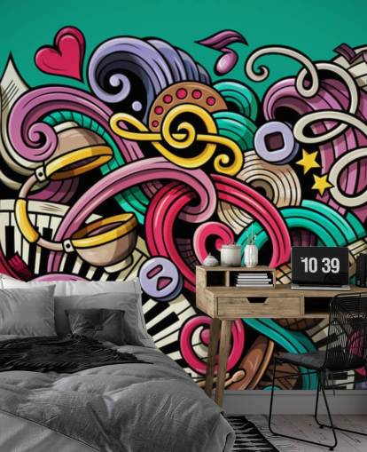 bunte Instrumente Graffiti-Tapete