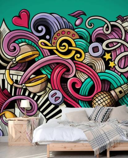 papier peint graffiti instrument coloré