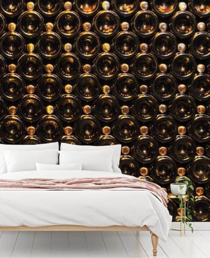 Glistening Brown Wine Bottles Stacked Wallpaper Mural Glistening Brown Wine Bottles Stacked Wallpaper Mural