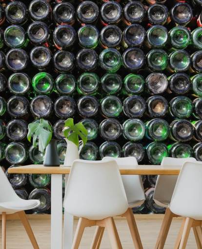 Mural de pared Botellas de vino verde viejo Mural de pared Botellas de vino verde viejo