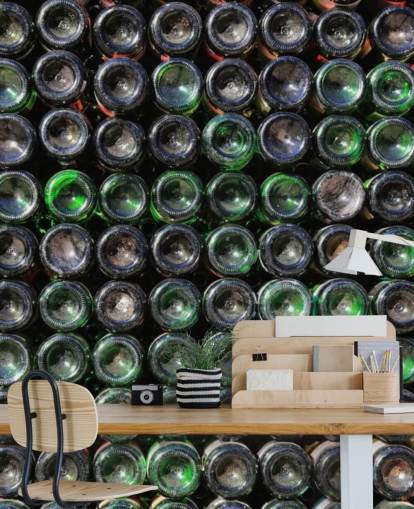 Stacked Old Green Wine Bottles Wall Mural Stacked Old Green Wine Bottles Wall Mural