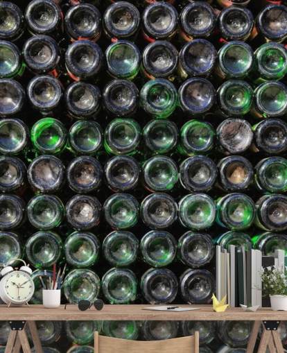 Mural de pared Botellas de vino verde viejo