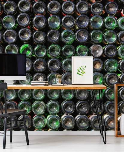 Mural de pared Botellas de vino verde viejo Mural de pared Botellas de vino verde viejo