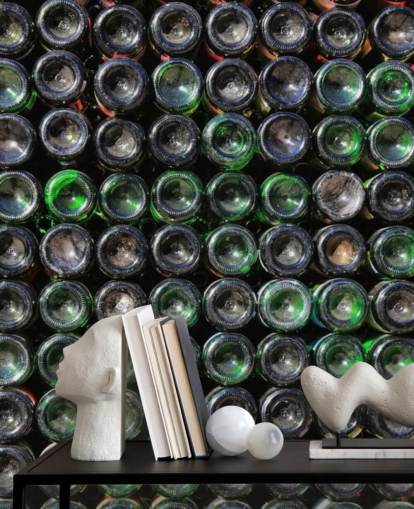 Stacked Old Green Wine Bottles Wall Mural Stacked Old Green Wine Bottles Wall Mural