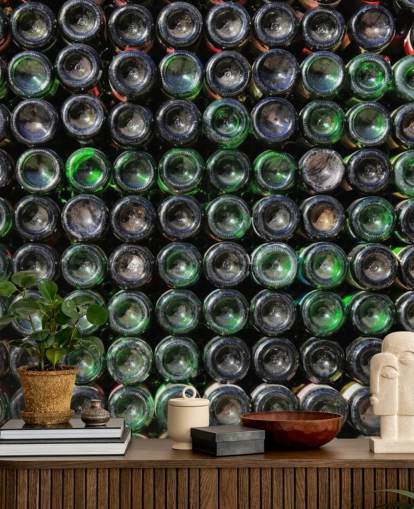 Mural de pared Botellas de vino verde viejo