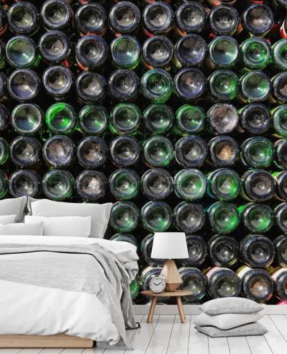 Mural de pared Botellas de vino verde viejo Mural de pared Botellas de vino verde viejo