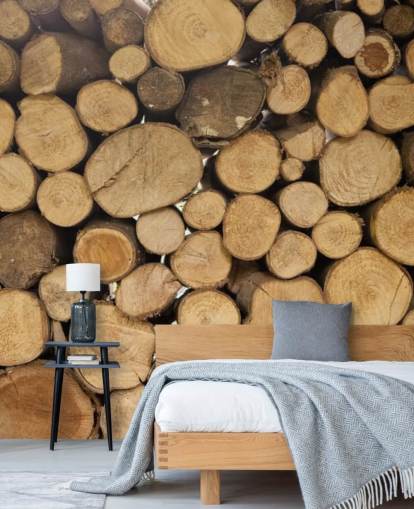 Piles of Logs Wallpaper Mural