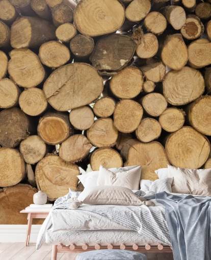 Piles of Logs Wallpaper Mural