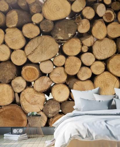 Piles of Logs Wallpaper Mural