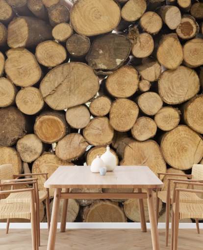 Piles of Logs Wallpaper Mural Piles of Logs Wallpaper Mural