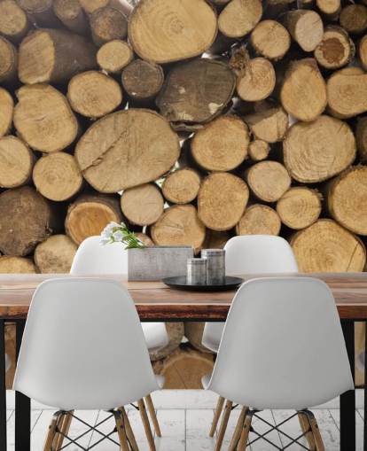 Pilhas de troncos Wallpaper Mural
