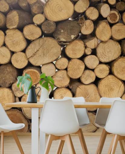 Piles of Logs Wallpaper Mural