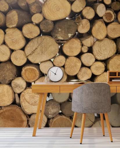 Stapels hout behang muurschildering